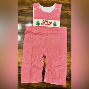 Babeeni‎ Smocked Joyful Red Boys Christmas Longall